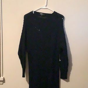 Long black knitted dress